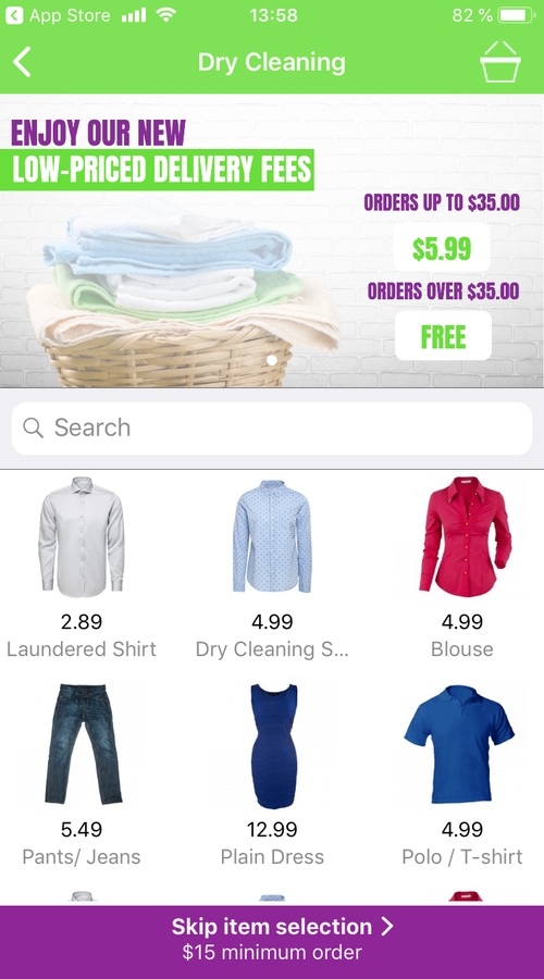 Native iOS app for a laundry delivery on-demand service screenshot 1